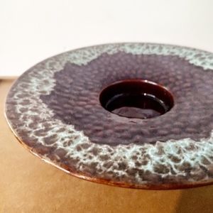 Primitive Ceramic glazed candle holder